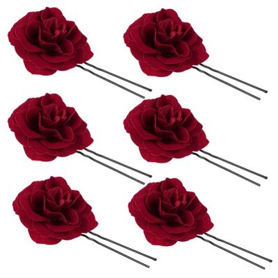 Beaupretty Wedding Hair Pins Rhinestone 6pcs Rose Floral Hairpin Set Bridal Hair Accessories