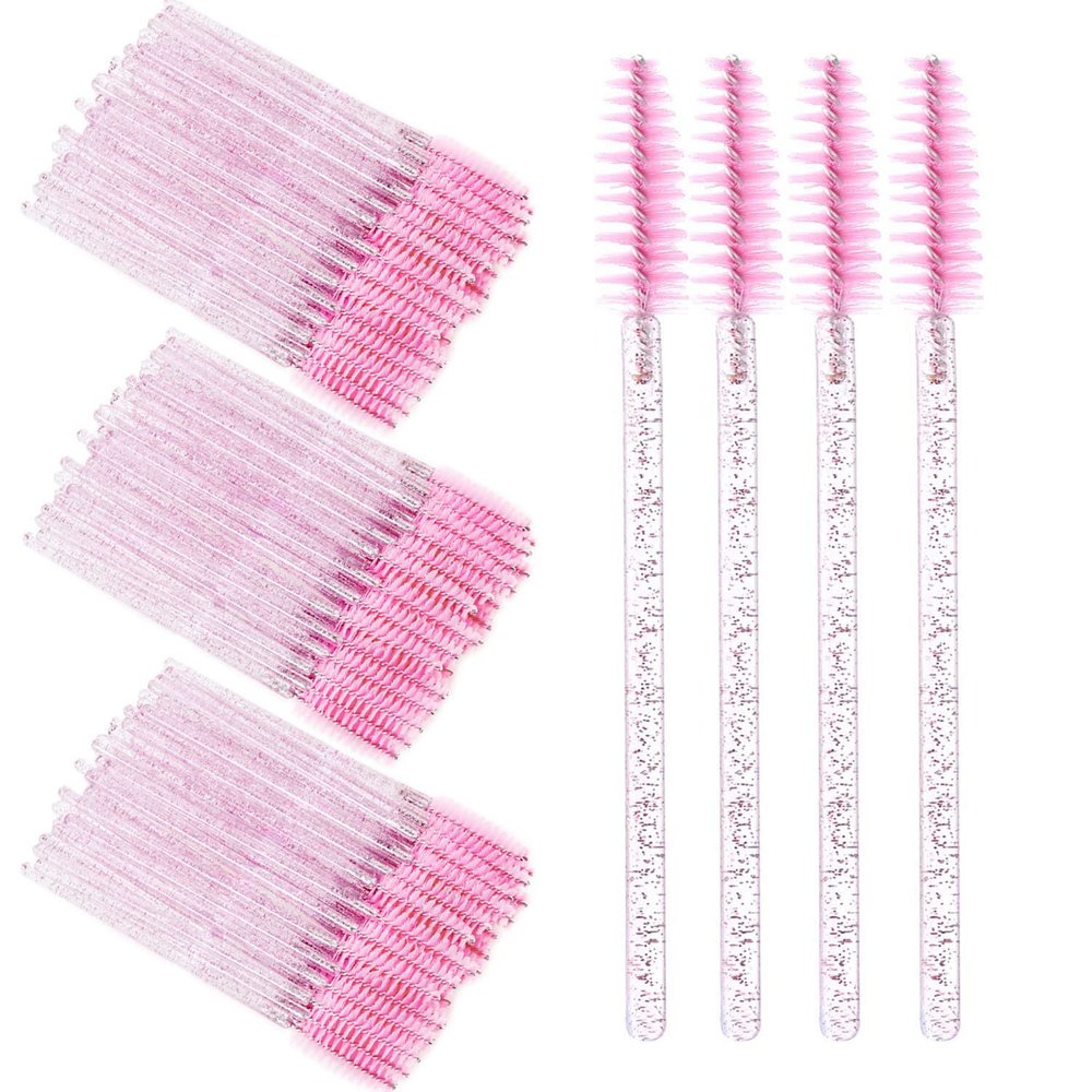 ZYIGYI 300 Pcs Disposable Mascara Wands, Pink Spoolies Eyelash/Eyebrow Brush for Eye Lash Extension