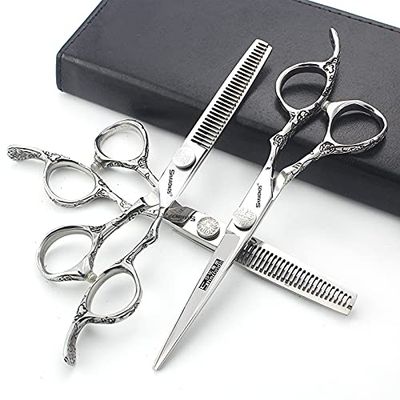 6 inch professional hairdressing scissors set, exquisite rose pattern, hair stylist special scissors styling tool, stainless steel multifunctional hairdressing set
