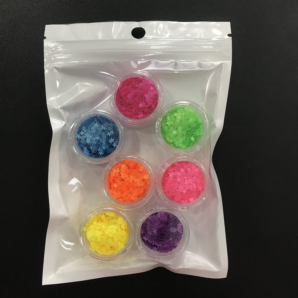 7 Colors Set - 3mm Star Shape Sequins Glitter Festival Rave Beauty Makeup Face Body Nail Art Decoration Y-7C