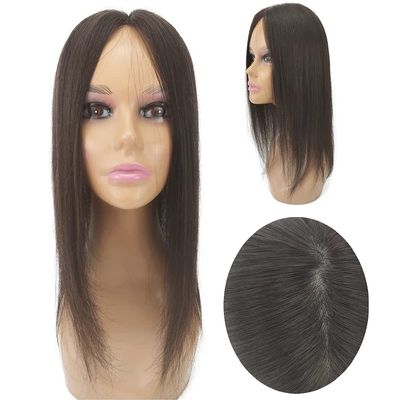 15x15 CM European Human Hair Wig Topper Skin Base Toupee With 1 CM PU Around Remy Hair Topper for Women with Thin Hair Free Tape (Natural Black, 10 inches)