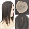 13x15 CM Straight Brazilian Remy Human Hair Topper Hand Tied Hairpiece With 1 CM PU Around Silk Base Hair Topper For Women (Natural Black, 10 inches) view 2