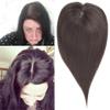 13x15 CM Straight Brazilian Remy Human Hair Topper Hand Tied Hairpiece With 1 CM PU Around Silk Base Hair Topper For Women (Dark Brown, 10 inches) view 1