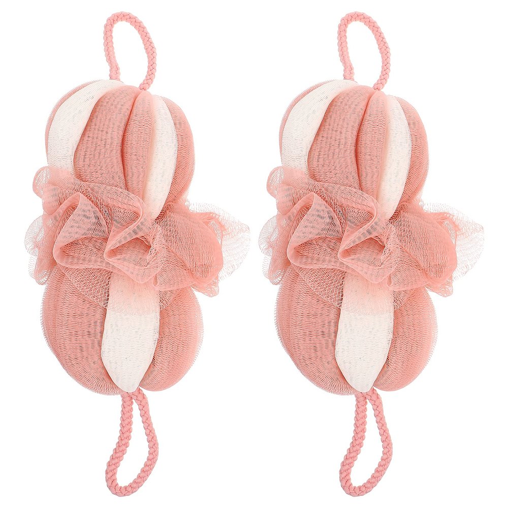 2Pcs Long Bath Loofahs Bath Sponge Pouf Loofahs Stretchable Braided Bath Shower Sponge Ball for Bath
