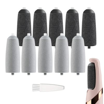 10 Pcs Replacement Roller Refills Compatible with Finishing Touch Flawless Pedi Electric Tool File Include a Cleaning Brush