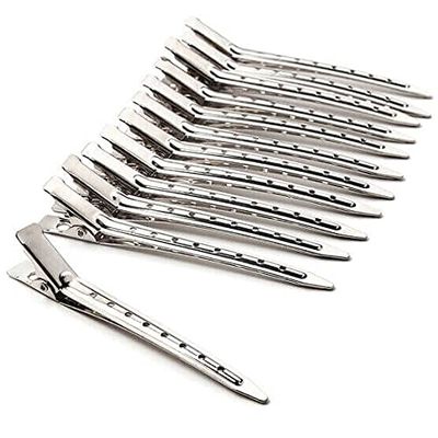 LEGORATE Alloy Steel Hair Section Dividing Clip For Hairdressing Styling Accessories, For Unisex Hair Clip Steel Silver Section Pins (Set of 12 Pieces) (Hair Section Clip)