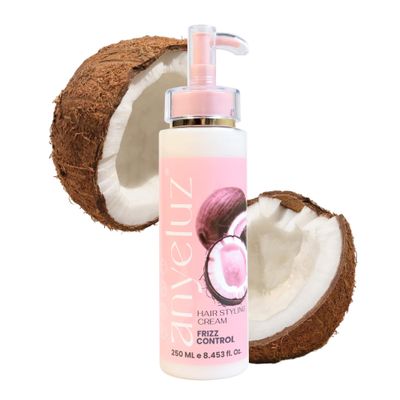 ANYELUZ Daily Leave-In Conditioner Cream, Coconut & Argan Oil Formula, Frizz Control Moisturizer, Strengthening Detangler, Hydrating Hair Treatment for Curly, Dry, or Color-Treated Hair