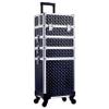 Adazzo 4 in 1 Rolling Makeup Case Cosmetic Train Case Trolley Roll Travel Box for Makeup Artist, Hairstylists, Nail Tech Makeup Cart with Key Swivel Wheels Barber Case Traveling Trunk Black view 1
