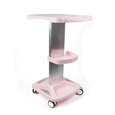 Beauty Salon Trolley Cart Aluminum Alloy Hair Salon Mobile Cart Rolling Cart Beauty Equipment Holder Stand(Pink)
