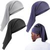 3 Pieces Satin Lined Dread Loc Cap Long Braid Cap Elastic Dreadlock Tube Sock for Full Cover Hair Stocking Night Sleep Bonnet (Gray, Blue, Black) view 1