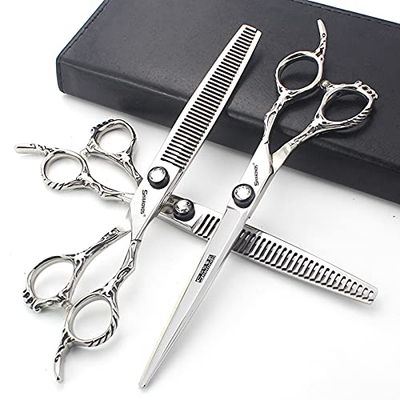 AXEMOORE 7" Professional Hairdressing Scissors Set Exquisite Pattern Scissors Special Scissors for Hair Stylist Sharp Stainless Steel Hairdressing Scissors Set