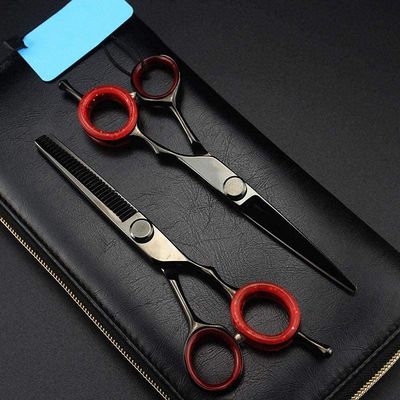 Hair Cutting Scissors, Haircut Scissors Hair Cutting Scissors Professional Hairdressing Scissors Thinning Sharp Blades Humanized Design Rubber Insert in Loops for Comfortable Use Suits 6INCH BY KKZY