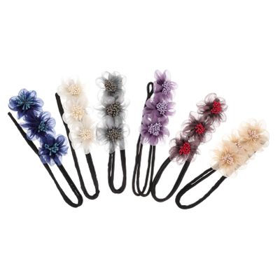6pcs Hair Dryer Flower Hair Bun Maker Hair Accessory Flower Headdress Hairstyle Bun Maker Donut Ponytail Stick Girls Headdress Floral Hair Bun Maker Hair Bun Ribbon Women Headdress