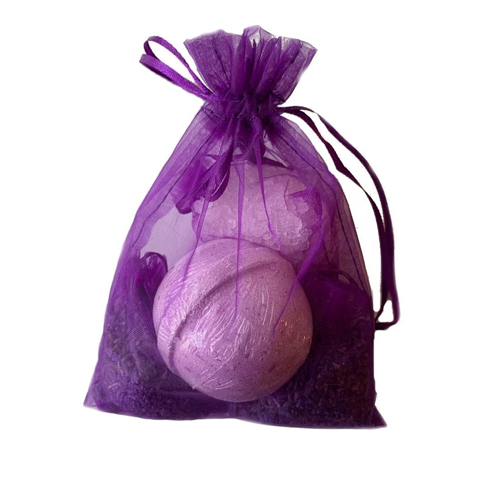 Lavender Gift Set with Bath Bomb Salts & Buds - Set of 3