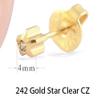 2Pcs Disposable Sterile Unit Ear Nose Stud Piercing Gun Piercer Tool Machine (4mm 242 Gold Star Clear CZ) view 3