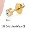 2Pcs Disposable Sterile Unit Ear Nose Stud Piercing Gun Piercer Tool Machine (4mm 231 Gold Plated Clear CZ) view 3
