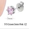 2Pcs Disposable Sterile Unit Ear Nose Stud Piercing Gun Piercer Tool Machine (5mm 515 Crown Pink CZ) view 3