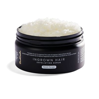 Bushbalm Ingrown Hair Exfoliating Scrub  Pre-Shave Sugar Scrub for Ingrown Hairs, Razor Bumps & Dry Skin  Gently Buffs & Soothes Sensitive Skin - Sweet Escape 236 ml