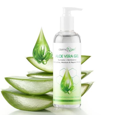 DERMAXGEN Aloe Vera Gel with Witch Hazel, Vitamin C, and Vitamin E - Skin Soothes, Moisture, and Repair Formula for Face and Body - Nutrient-Rich, Organic 100% Pure Aloe Vera - 12 FL OZ
