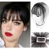 Thin 3D Air Bangs Clip in Bangs Human Hair Straight Neat Bangs Clip in Hair Extensions Remy Hair Hand-made Bangs Fringe One Piece Hairpieces Fake Bangs(Natural Black) view 1