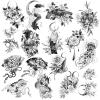 16 Sheets tattoo kit, Large Temporary Tattoos for women and men,Sexy 3D Realistic Flower Stickers Waterproof Mermaid Whale Fox Tiger Cupid Arrow tattoofake tattoo women | roarhowl view 1