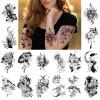 16 Sheets tattoo kit, Large Temporary Tattoos for women and men,Sexy 3D Realistic Flower Stickers Waterproof Mermaid Whale Fox Tiger Cupid Arrow tattoofake tattoo women | roarhowl view 2