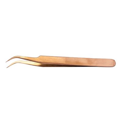 Eyelash Extension Tweezers ESD-15 Stainless Steel Tweezers, Used for Eyelash Extension, Manual Calibration Elbow Tweezers (Color-Plated Rose Gold) 1pcs