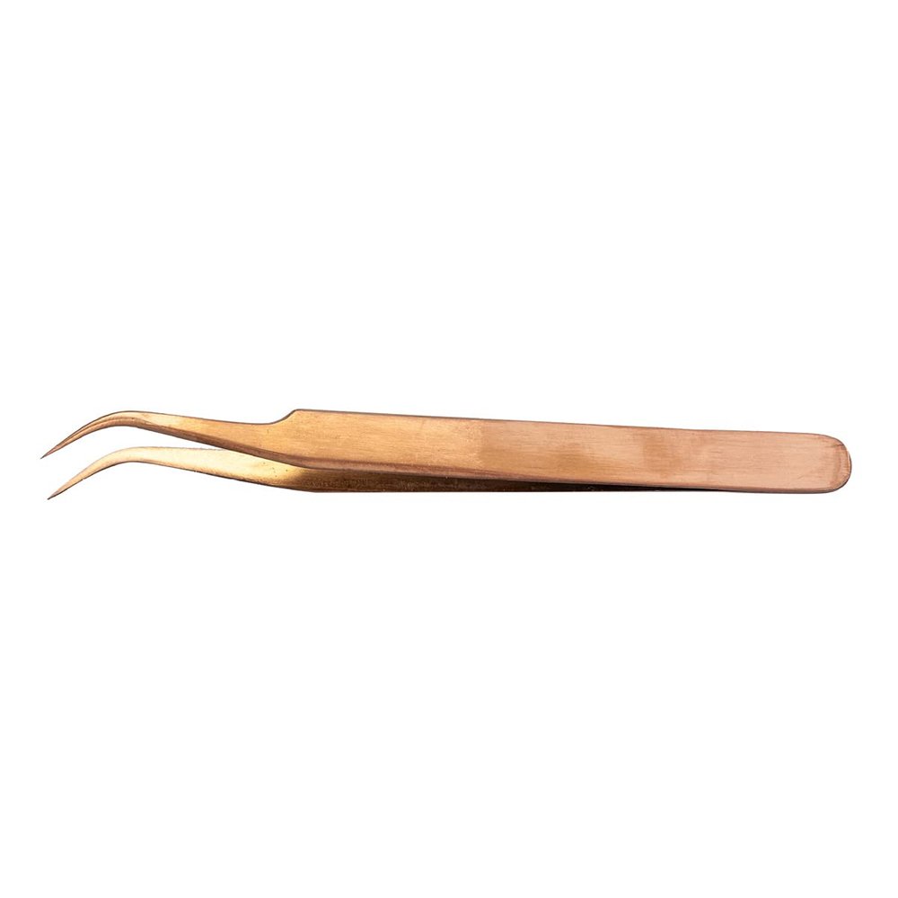 Eyelash Extension Tweezers ESD-15 Stainless Steel Tweezers, Used for Eyelash Extension, Manual Calibration Elbow Tweezers (Color-Plated Rose Gold) 1pcs