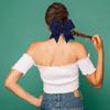 16PCS 8" Large Cheer Hair Bows Ponytail Holder Elastic Band Handmade for Cheerleading Teen Girls College Sports (16 Pcs) (Navy) view 2