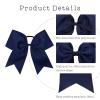 16PCS 8" Large Cheer Hair Bows Ponytail Holder Elastic Band Handmade for Cheerleading Teen Girls College Sports (16 Pcs) (Navy) view 4