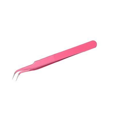Eyelash Extension Tweezers ESD-15 Stainless Steel Tweezers, Used for Eyelash Extension, Manual Calibration Elbow Tweezers (Dark Pink) 1pcs