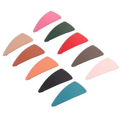 Lurrose 10pcs Snap Hair Clips, Triangle Shape Hair Pins Non- Slip Metal Hair Barrettes Hair Accessories for Women Girls (Random Color)