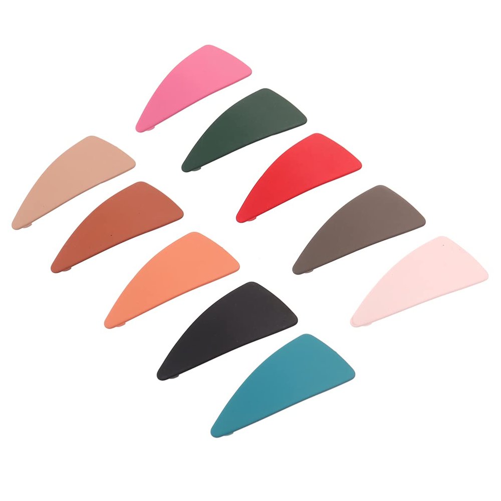 Lurrose 10pcs Snap Hair Clips, Triangle Shape Hair Pins Non- Slip Metal Hair Barrettes Hair Accessories for Women Girls (Random Color)