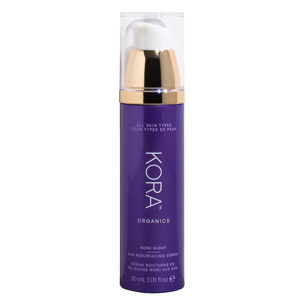 KORA Organics Noni Night AHA Resurfacing Serum | Smooth & Refine | Certified Organic | Cruelty Free | 1.01 fl oz