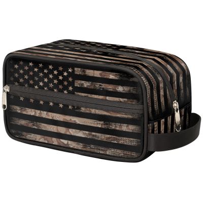 Travel Toiletry Bag for Women Men Vintage Usa American Flag Lightweight Cosmetic Makeup Bag Organizer Waterproof Shaving Bag Dopp Kit with Large Capacity for Toiletries and Shaving Accessories