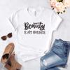 Beauty School Shirt, Cosmetologist Tee, Makeup Gift, Skincare Esthetician, Bella Canvas Soft-Feel Unisex Tee White view 3