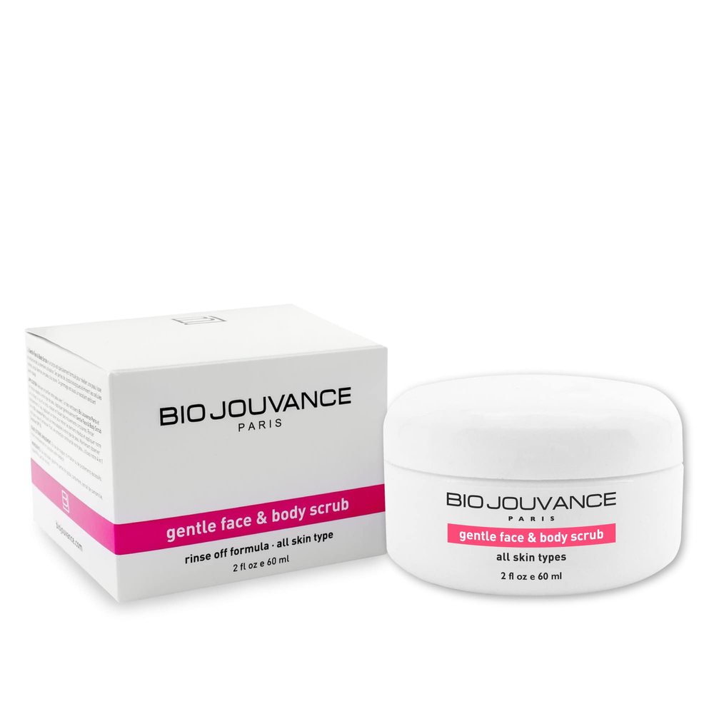BIO JOUVANCE PARIS - Gentle Face & Body Polish Scrub 2oz / 60ml - For All Skin Types | Professional Exfoliating Face Wash | Daily Facial Skin Care Treatment Regimen | Made in France