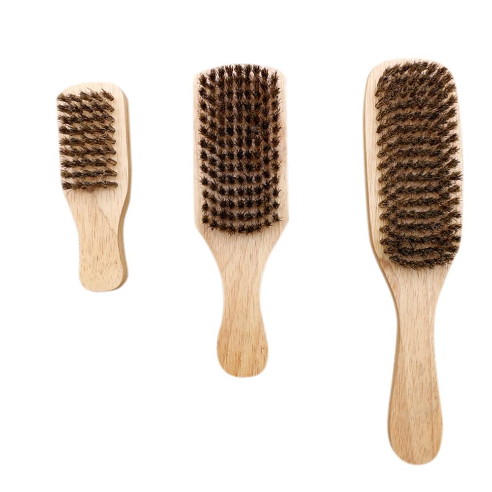 Beaupretty 3pcs Beard Grooming Brush Dual-sided Handle Facial Care Brushes for Men Natural Boar Bristles for Beard Cleaning and Detangling Included