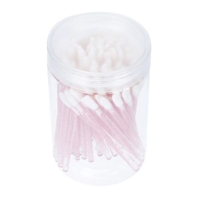 100pcs Lip Brush Lipstick Gloss Silicone Lip Scrubber Disposable Eyeshadow Applicator Disposable Makeup Applicator Make up Kit Luster Pink Flocking Brush Head Soft Fur