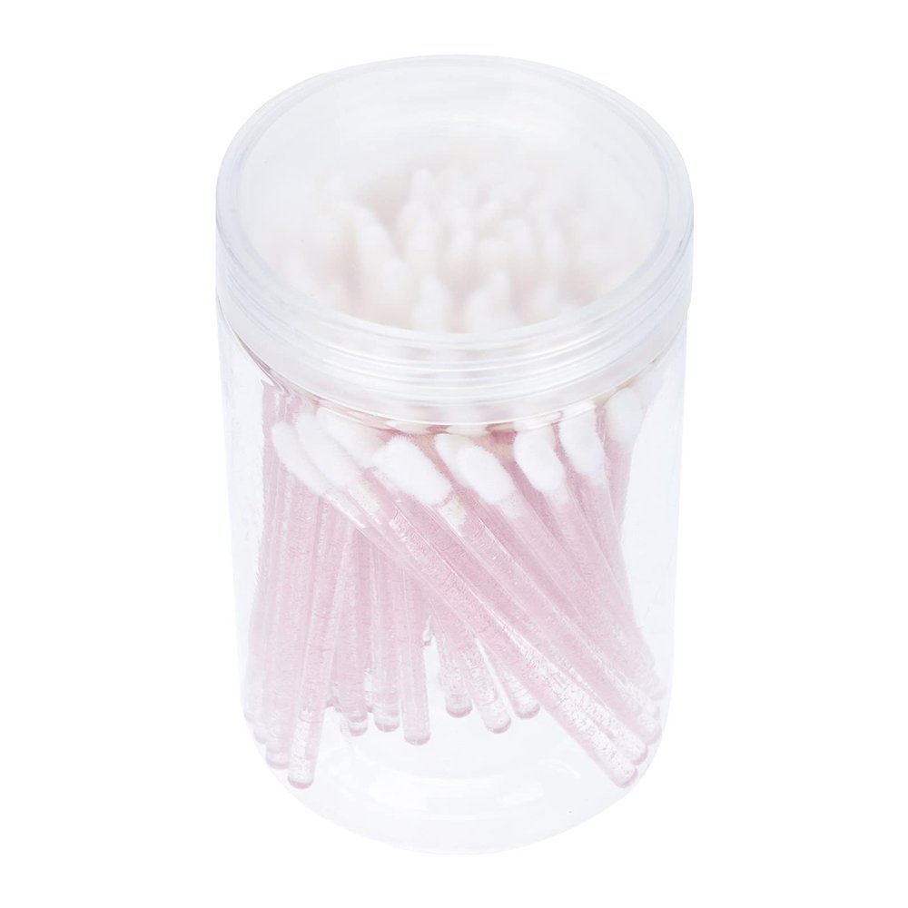 100pcs Lip Brush Lipstick Gloss Silicone Lip Scrubber Disposable Eyeshadow Applicator Disposable Makeup Applicator Make up Kit Luster Pink Flocking Brush Head Soft Fur