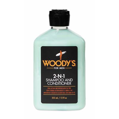 Woody's 2-in-1 Hair Thickening Shampoo and Conditioner for Men - Mens Conditioner for Fuller, Thicker Hair, Natural Scalp Care, 12 oz