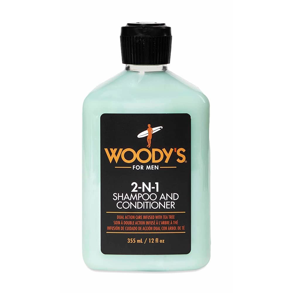 Woody's 2-in-1 Hair Thickening Shampoo and Conditioner for Men - Mens Conditioner for Fuller, Thicker Hair, Natural Scalp Care, 12 oz