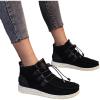 oiangi Women's Sport Shoes Lace-Up Wild Round Toe Retro Flock Solid Color Casual Sneakers Comfortable Casual Walking Shoes view 3