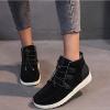 oiangi Women's Sport Shoes Lace-Up Wild Round Toe Retro Flock Solid Color Casual Sneakers Comfortable Casual Walking Shoes view 4