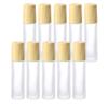 10ml Essential Oil Roller Bottles High-grade Frosted Glass Roller Bottles with Stainless Steel Roller Balls,Wood Grain Lid, for Essential Oil Cosmetic Sample (10 Pcs) view 1