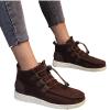 oiangi Women's Sport Shoes Lace-Up Wild Round Toe Retro Flock Solid Color Casual Sneakers Comfortable Casual Walking Shoes view 3
