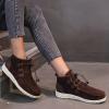 oiangi Women's Sport Shoes Lace-Up Wild Round Toe Retro Flock Solid Color Casual Sneakers Comfortable Casual Walking Shoes view 4