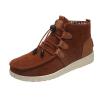 oiangi Women's Sport Shoes Lace-Up Wild Round Toe Retro Flock Solid Color Casual Sneakers Comfortable Casual Walking Shoes view 1