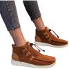 oiangi Women's Sport Shoes Lace-Up Wild Round Toe Retro Flock Solid Color Casual Sneakers Comfortable Casual Walking Shoes view 3