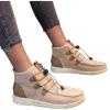 oiangi Women's Sport Shoes Lace-Up Wild Round Toe Retro Flock Solid Color Casual Sneakers Comfortable Casual Walking Shoes view 3
